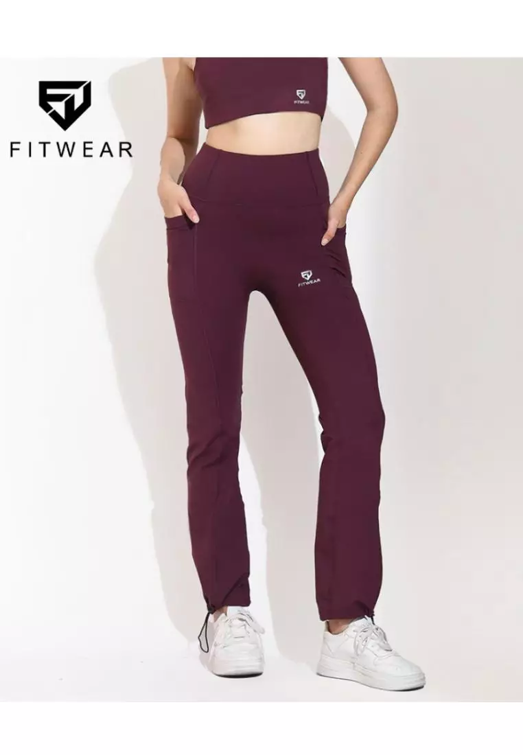 Fitwear - Legging Jogger Olahraga Wanita LINDA 2IN1 ANKLE SERUT - WINE DRYFIT 2POCKET