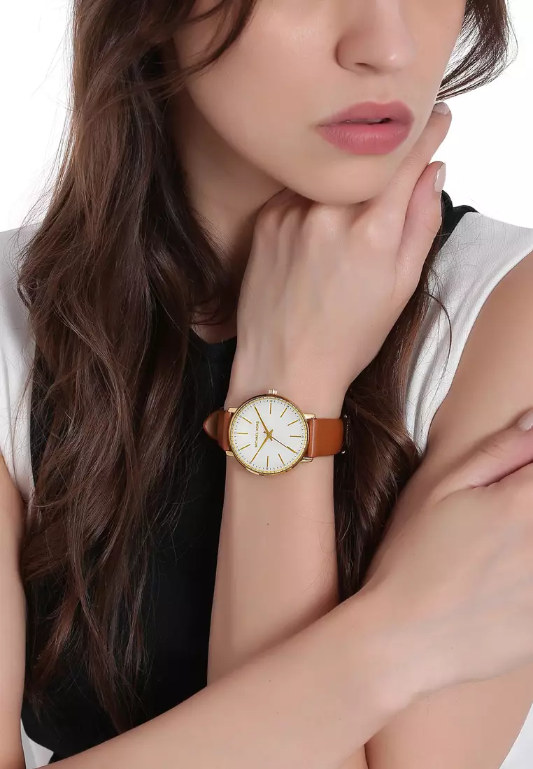 Michael kors leather band watch best sale