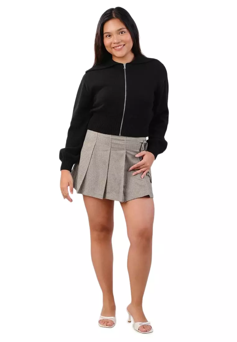 Knit Wide Collar Zip-up Front Jacket