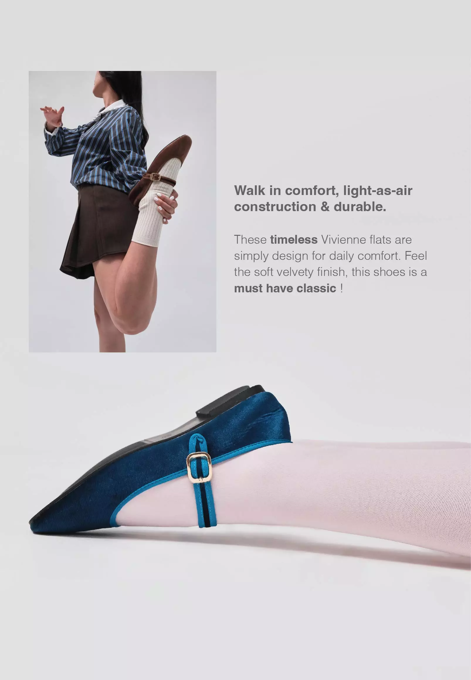 Vivienne Flat Ballerina Shoes in Blue