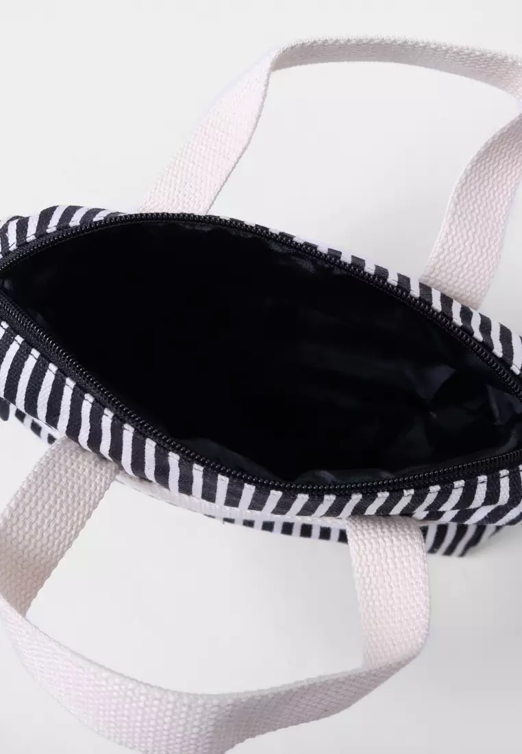 Pamole Pouch Kosmetik Bahan Kanvas Penutup Resleting - Line Kecil