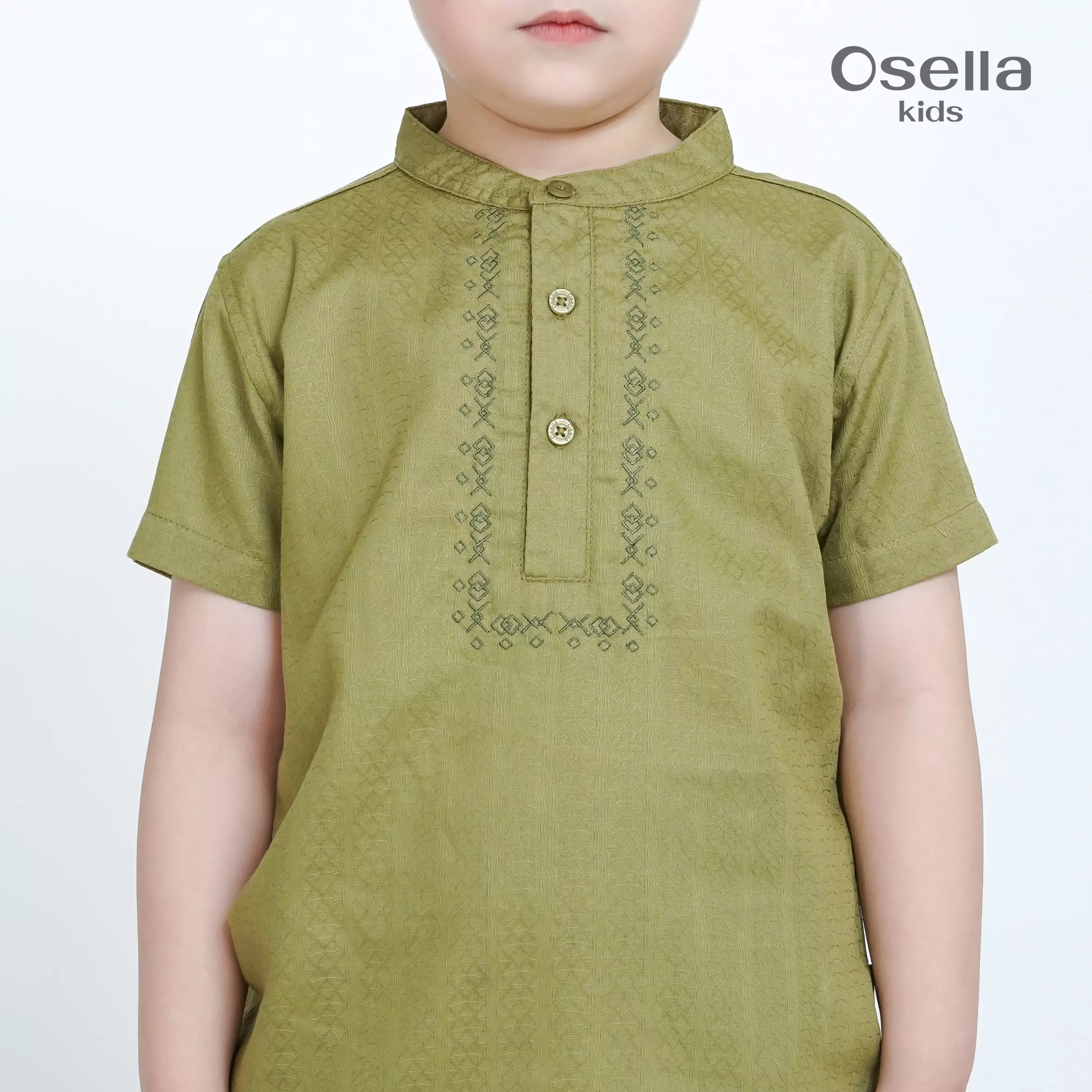 Osella Kids Koko Embroidered Koko Shirt And Pants Set 323Y660272 | Setelan Lebaran Anak Laki Laki