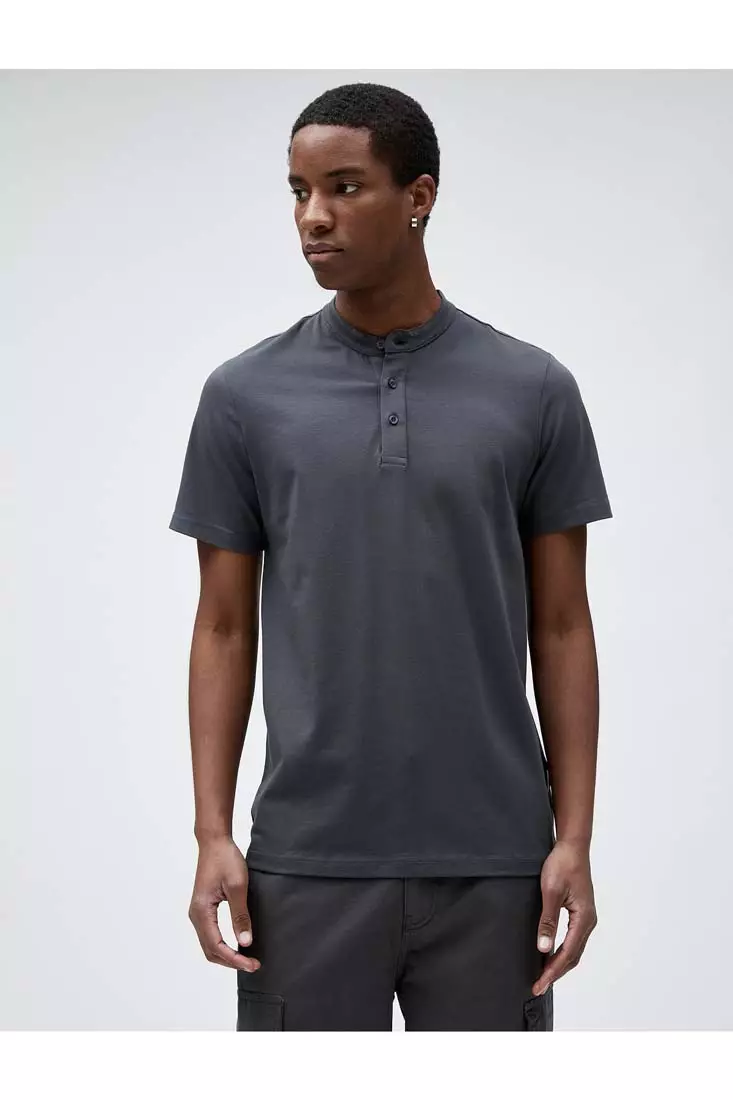 Slim fit grandad t 2024 shirt