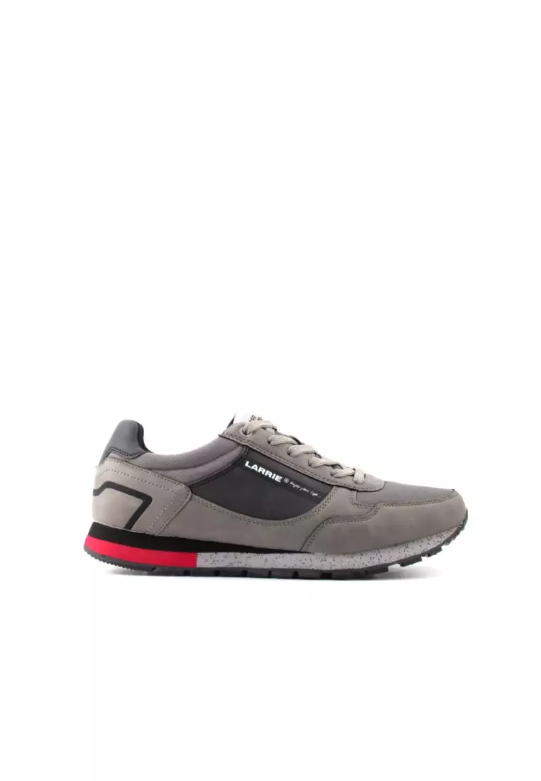 Mens grey hot sale leather trainers