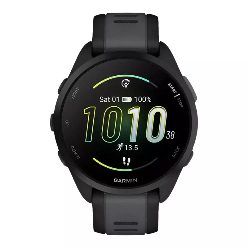 Jam Tangan Pria Garmin Forerunner 165 010-02863-AA Smartwatch Digital Dial Black Slate Grey Silicone Strap