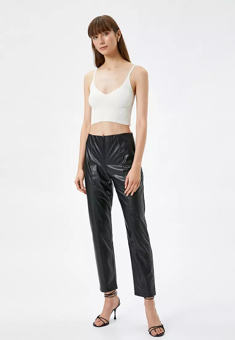 Faux Leather Straight Pants