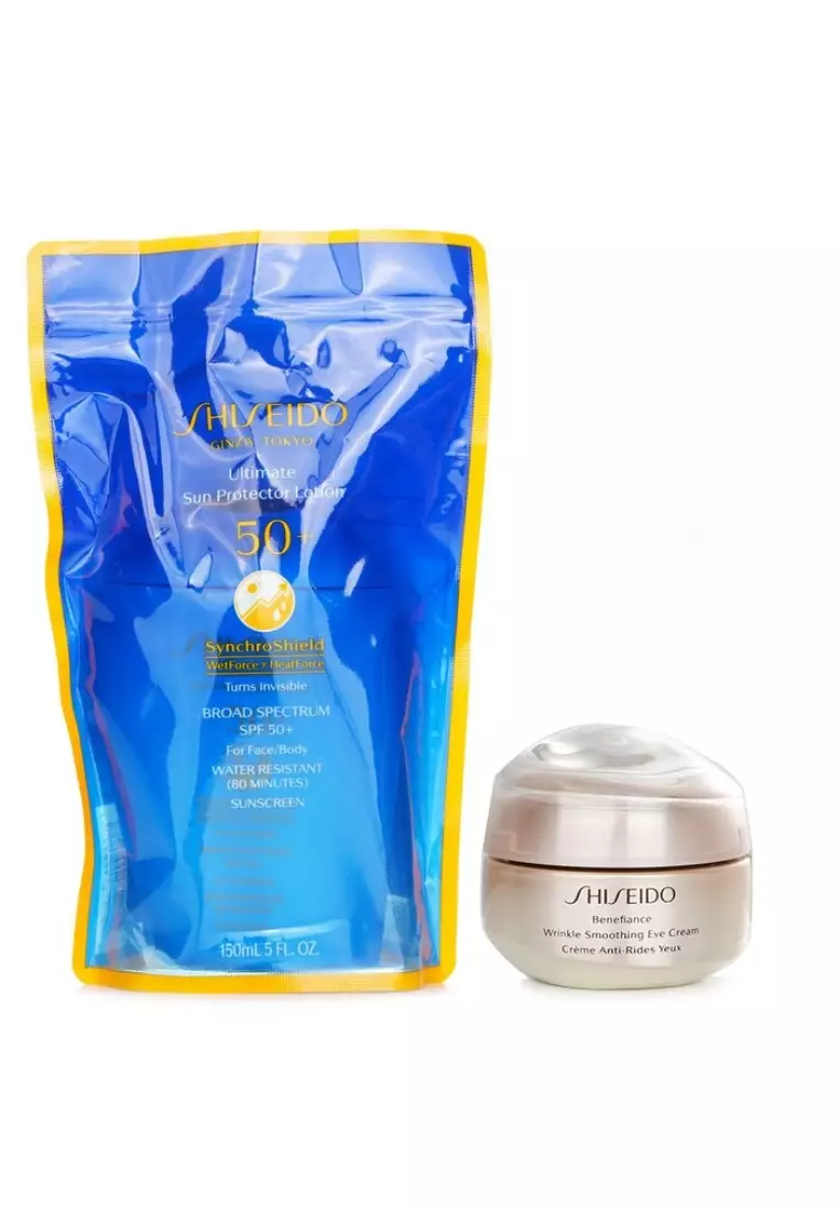 Shiseido Ultimate Sun Protector Lotion SPF 50+ Sunscreen (for Face and Body) + Benefiance Wrinkle Smoothing Eye Cream