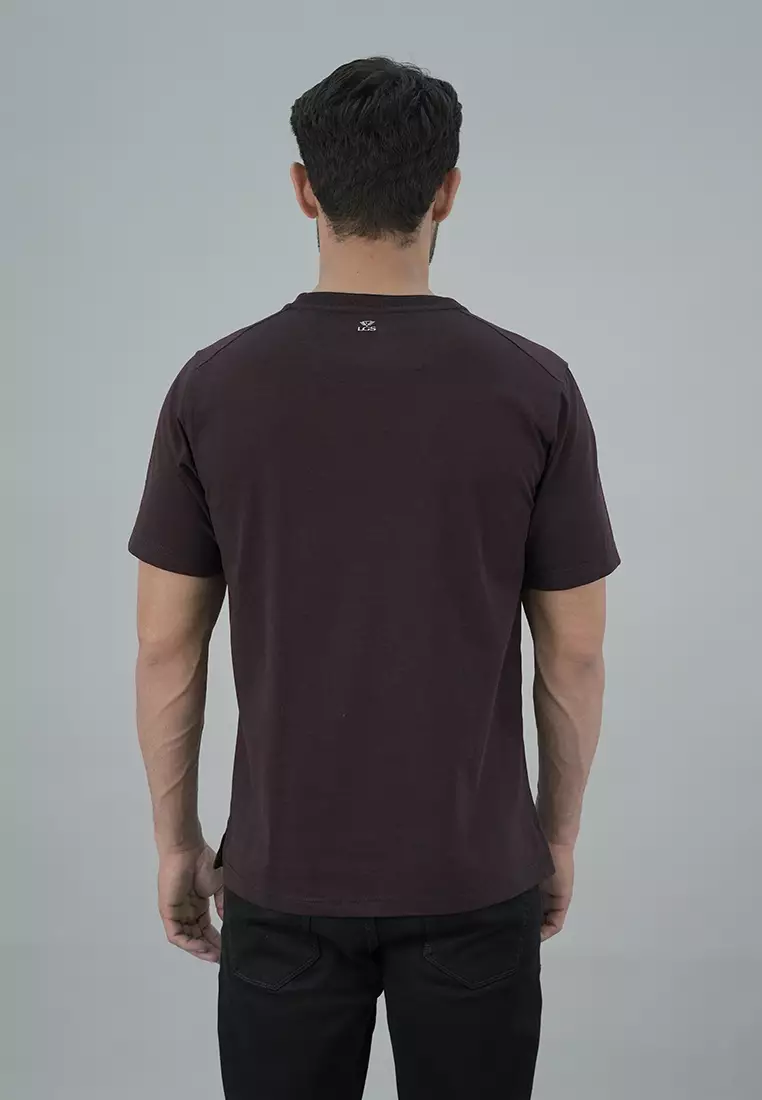 LGS - Kaos Casual - Kaos Polos - Motif Jaring - Abu - Regular Coklat - CTS.222.S3157.01.C