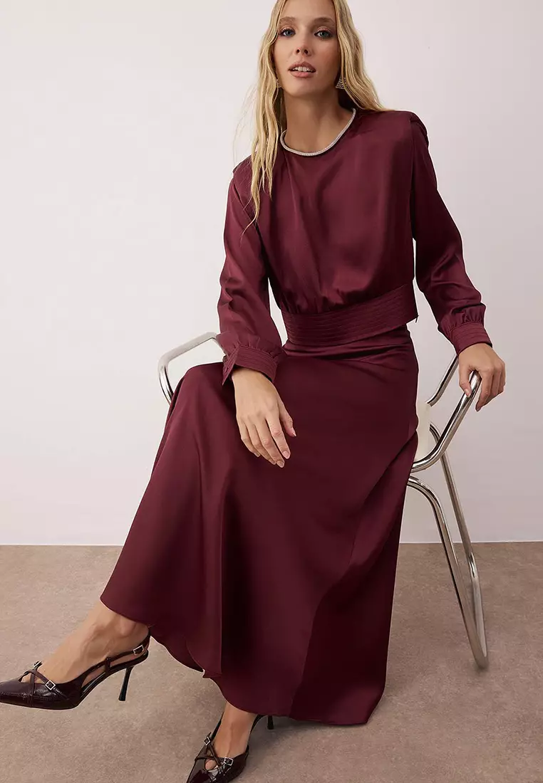 Satin Skirt Blouse Set
