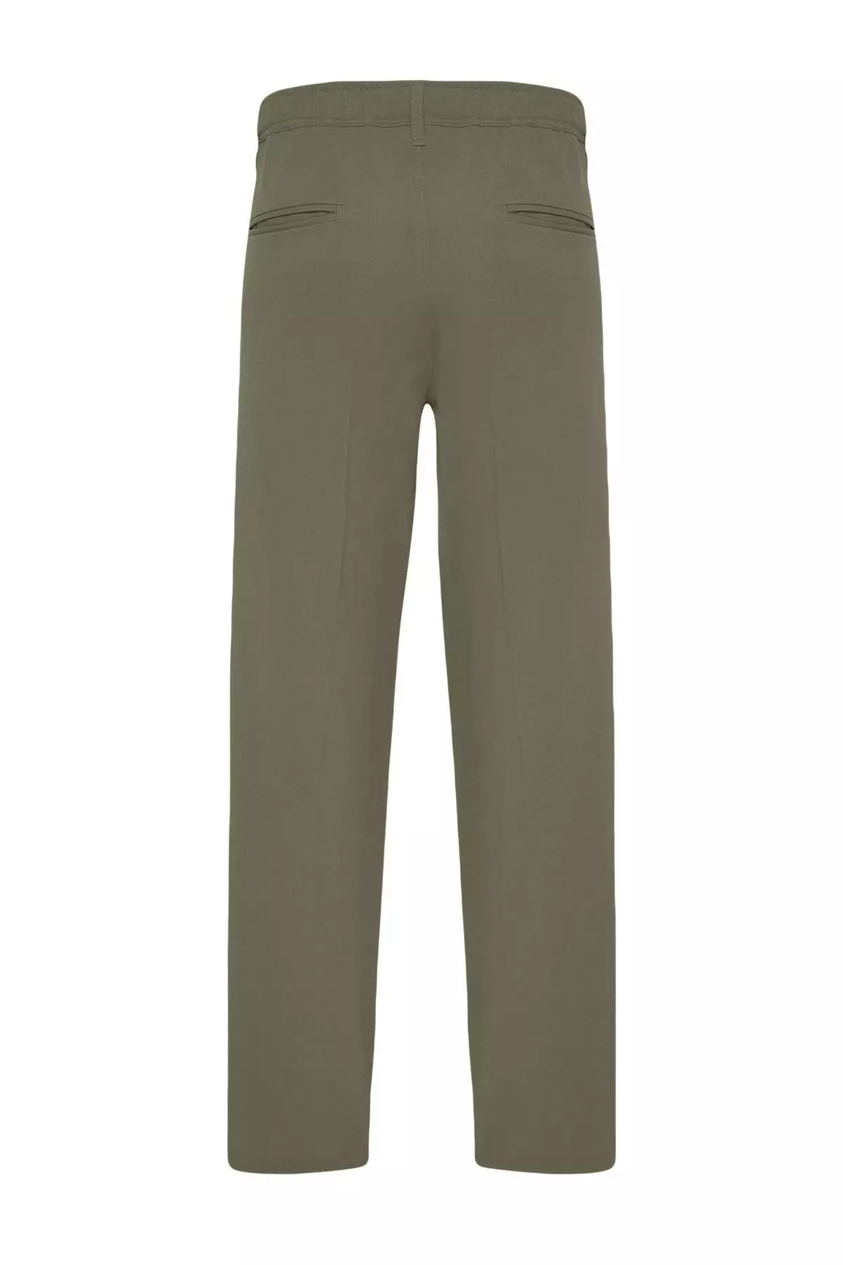 Khaki Pleated Classic Baggy Fit Fabric Trousers TMNSS24PL00024
