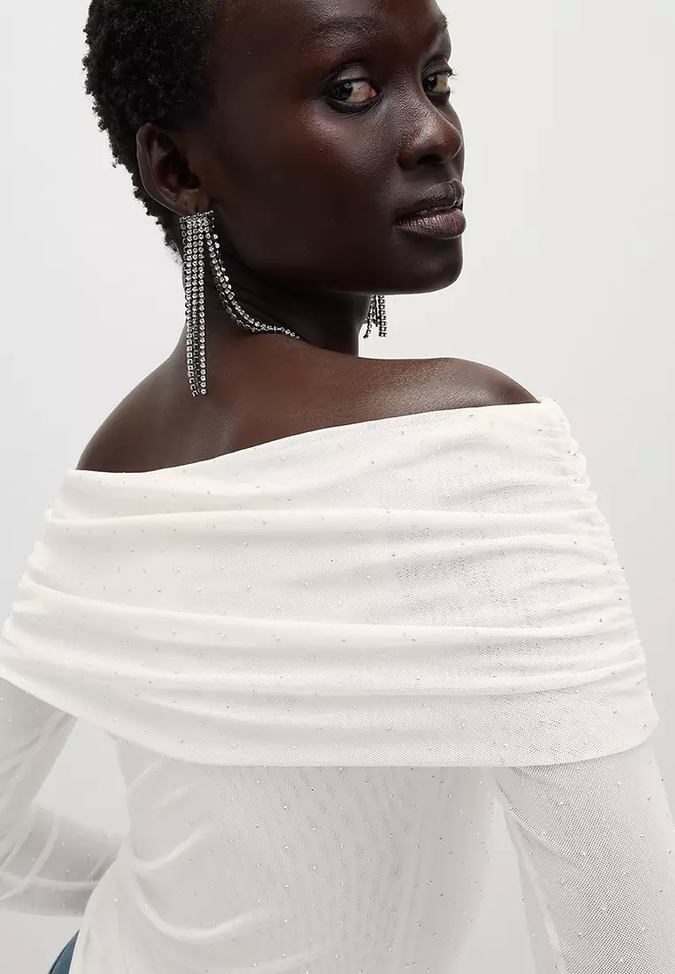 Embellished Off The Shoulder Bardot Top