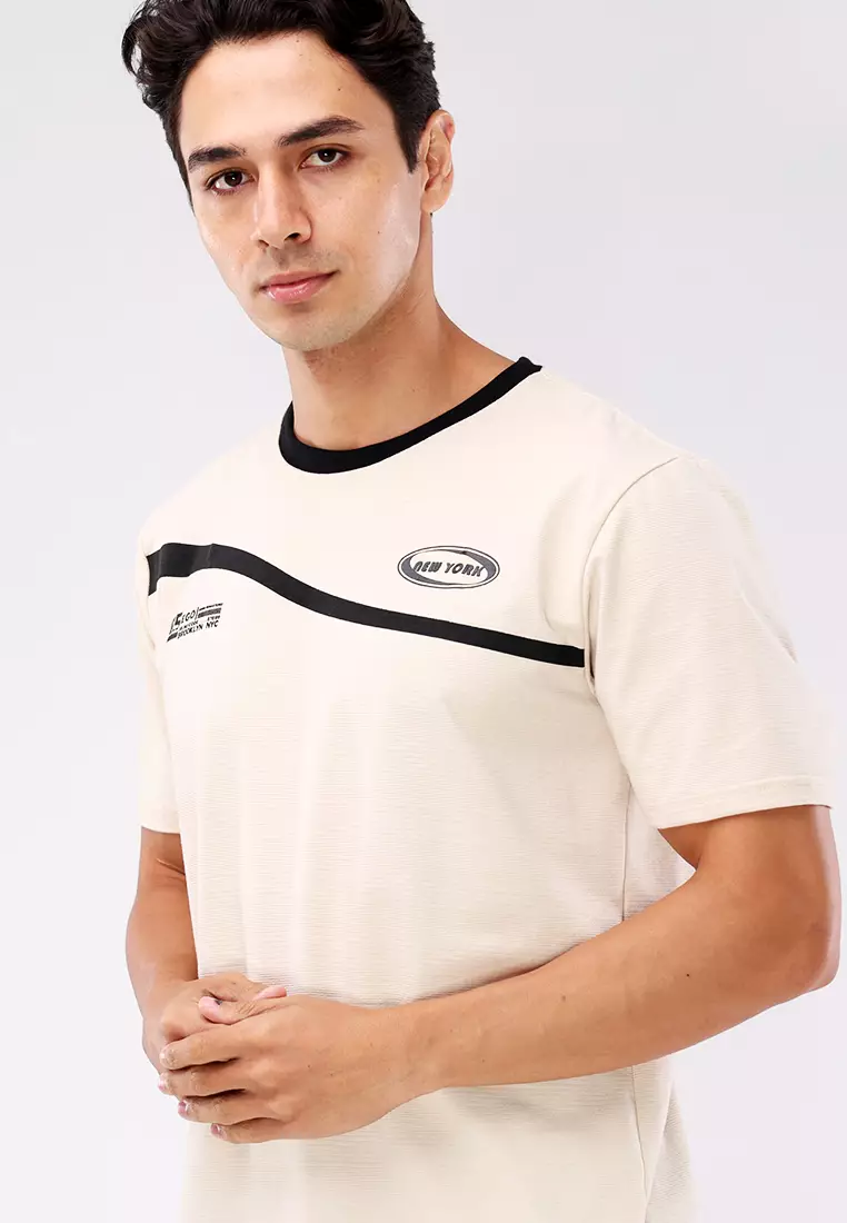 Round Neck Streaky Short Sleeves