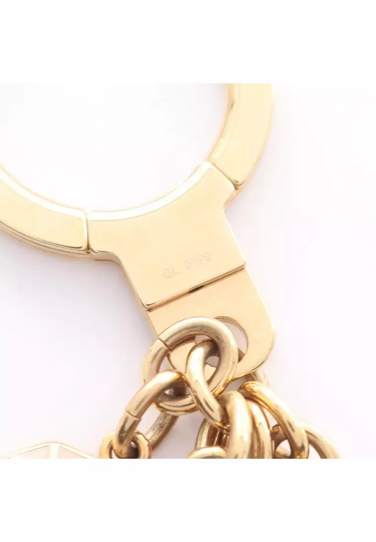 Pre-Loved Louis Vuitton Porto Kure cabochon key ring key ring GP gold pink beige