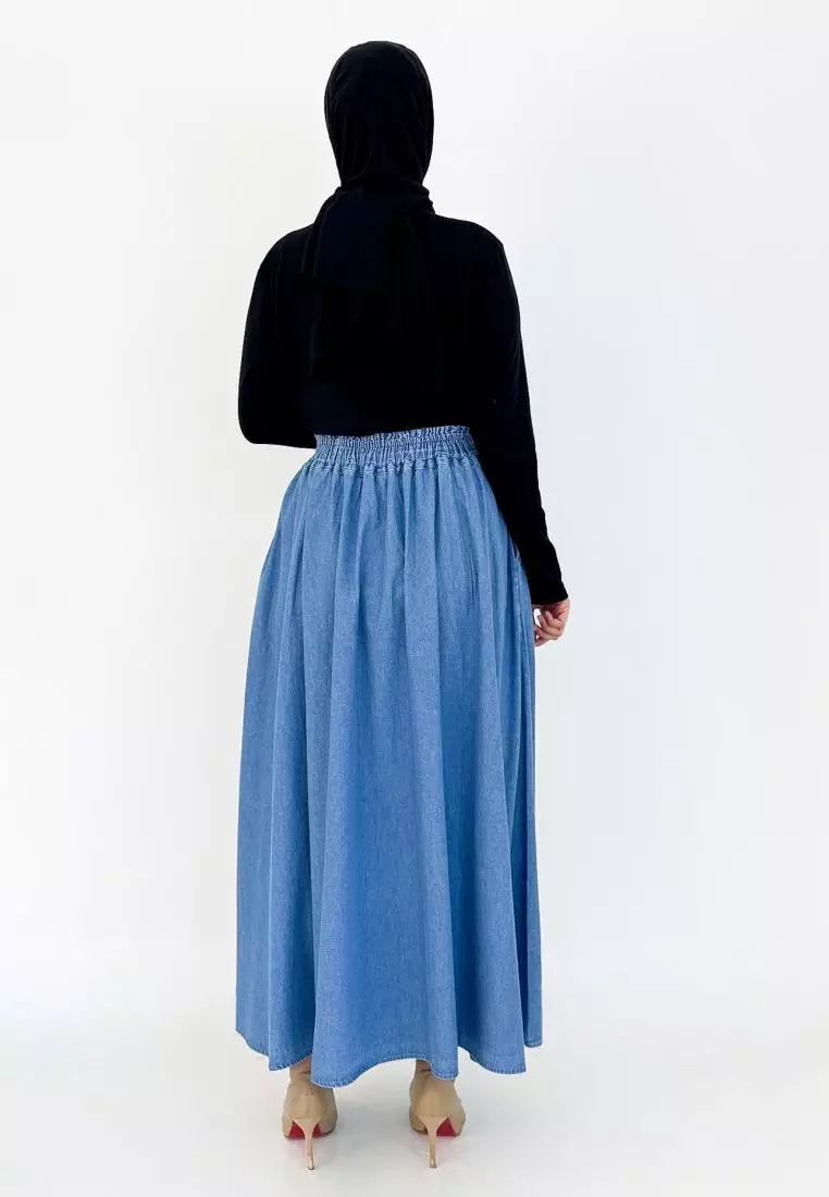 Calista Denim Skirt (Rok Jeans A-Line) BIRU MUDA