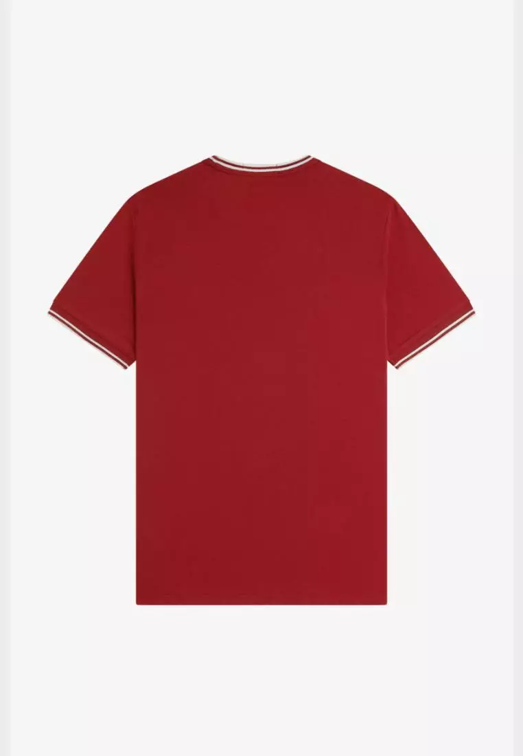 Fred Perry M1588 Twin Tipped T-Shirt (Burnt Red / Snow White)