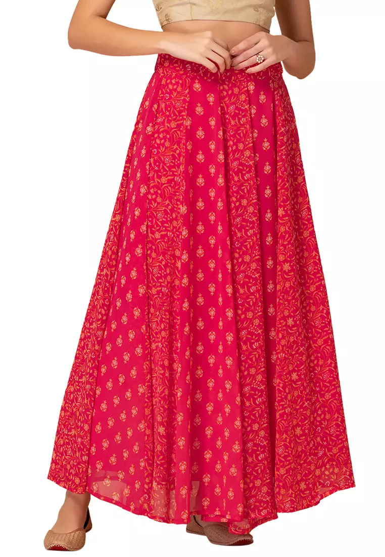 pink colour skirt