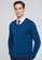 Sisley blue V-neck Knitted Sweater 5B2A5AA38E035AGS_3
