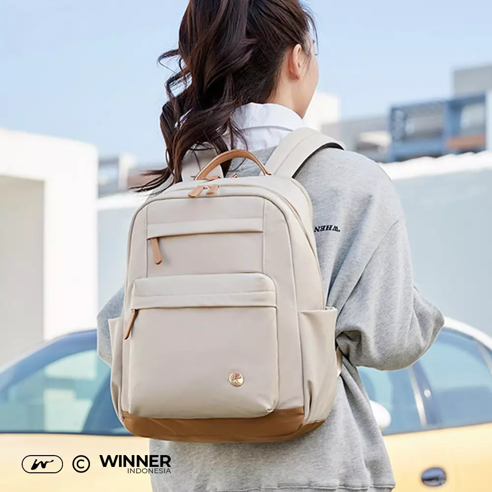 Tas Ransel Laptop 14 inch Oxford Anti-Air Backpack Korean Style (T14-011) - Warna Hijau 14 inch