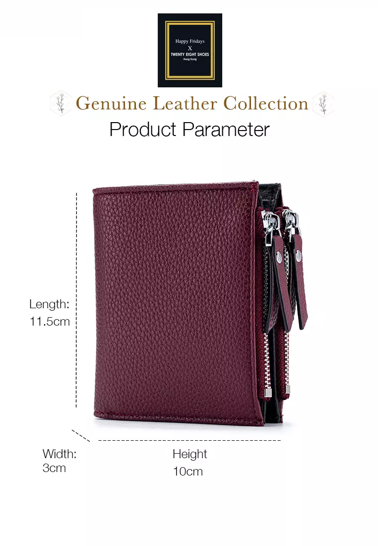 Full Grain Leather Double Zipper Purse JW AN-1701