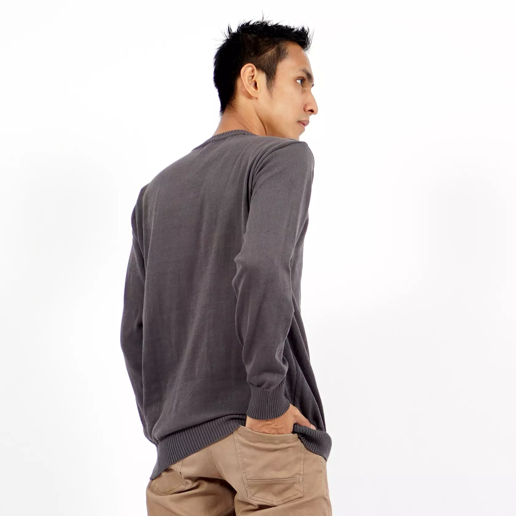 OTNIEL O Neck Sweater Rajut Pria Knit Sweater O Neck Sweater Leher O Knit Outer - ABU TUA