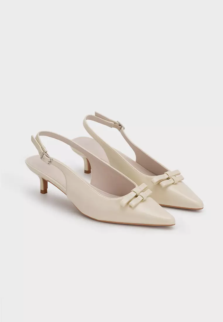 POINTY TOE SLINGBACK HEEL WITH BOW