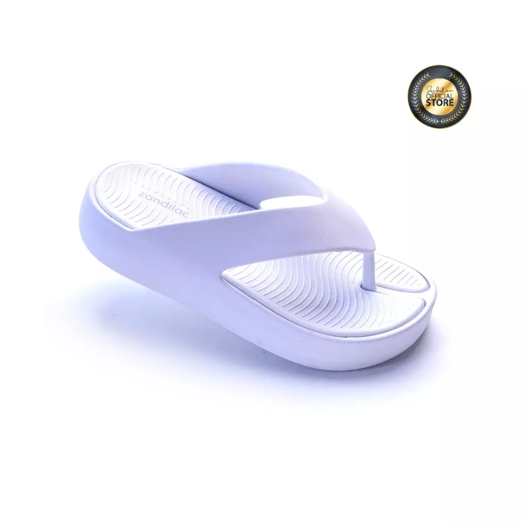 ZANDILAC - SANDAL WANITA DEWASA CH210315WD sandal jepit wedges full karet PUTIH