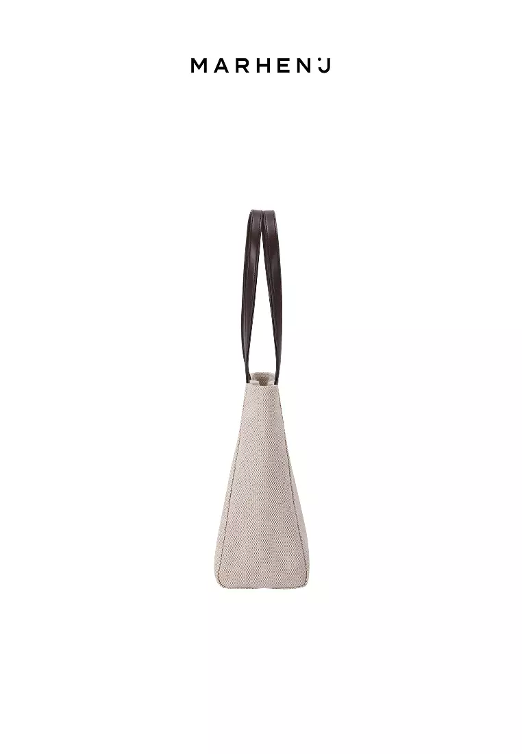 BONO LE BLANC V Canvas Vegan Leather Shoulder Bag Brown V