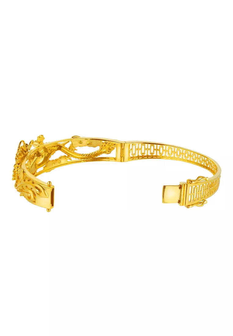 TOMEI Dragon & Phoenix Bangle, Yellow Gold 916