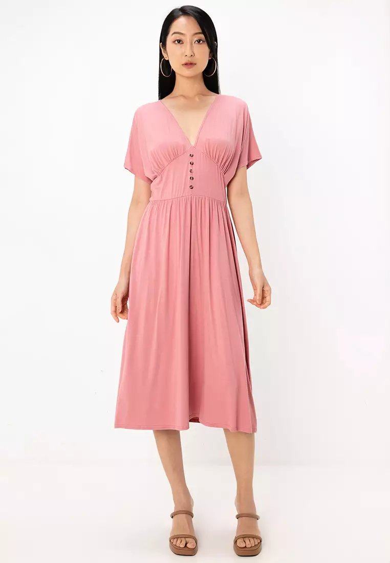 Buy ASOS Design Waisted Midi Tea Dress With Buttons 2026 Online | ZALORA  Philippines