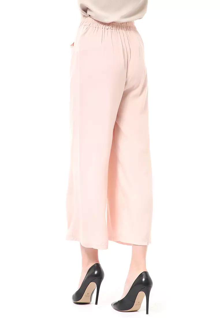 Stella Celana Panjang Casual Wanita Kulot Loose Pants Homewear Material Rayon ORIGINAL - Soft Peach