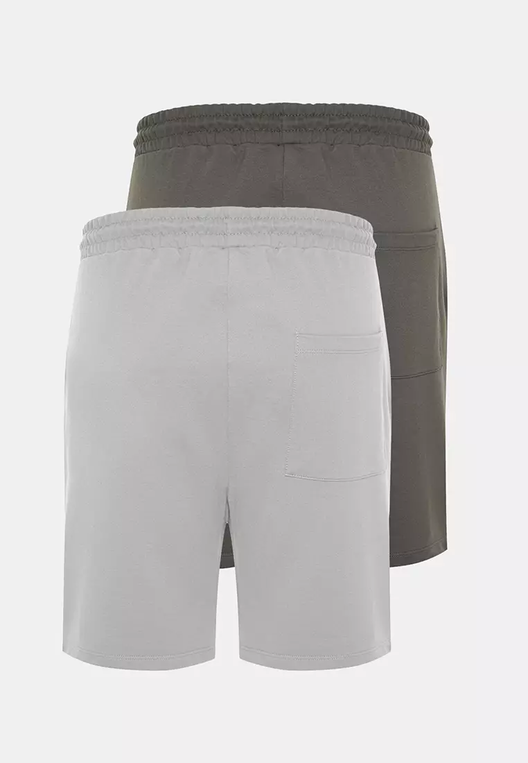 Anthracite-Grey 2 Pack Regular 100% Cotton Comfortable Shorts TMNSS24SR00013