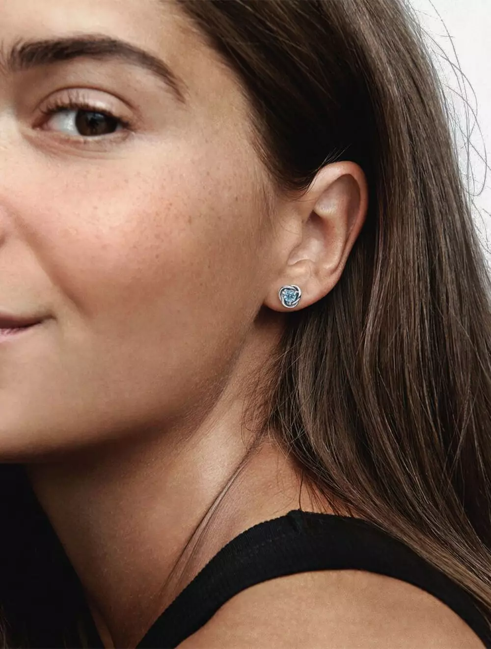 Sterling silver stud earrings with sea aqua blue crystal