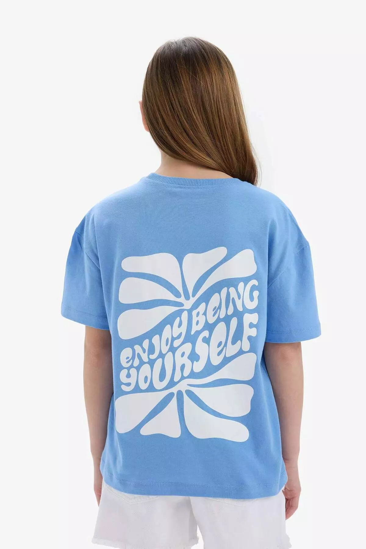 Girls' Relax Fit Crew Neck Srt Printed Short Sleeve T-Shirt E0354A825Sm