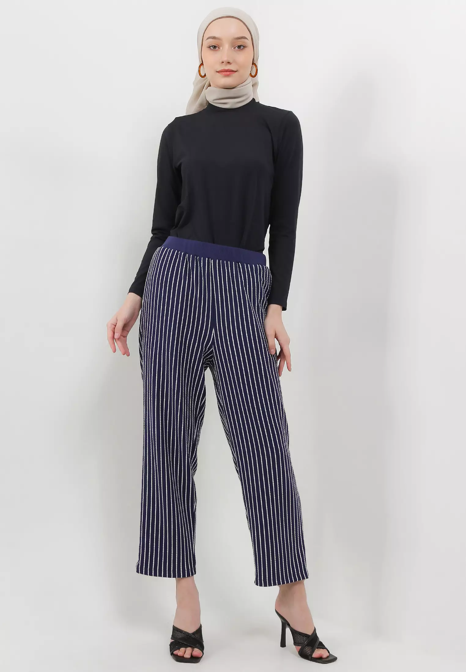 MFMW Argaxella Celana Panjang Navy Motif Salur