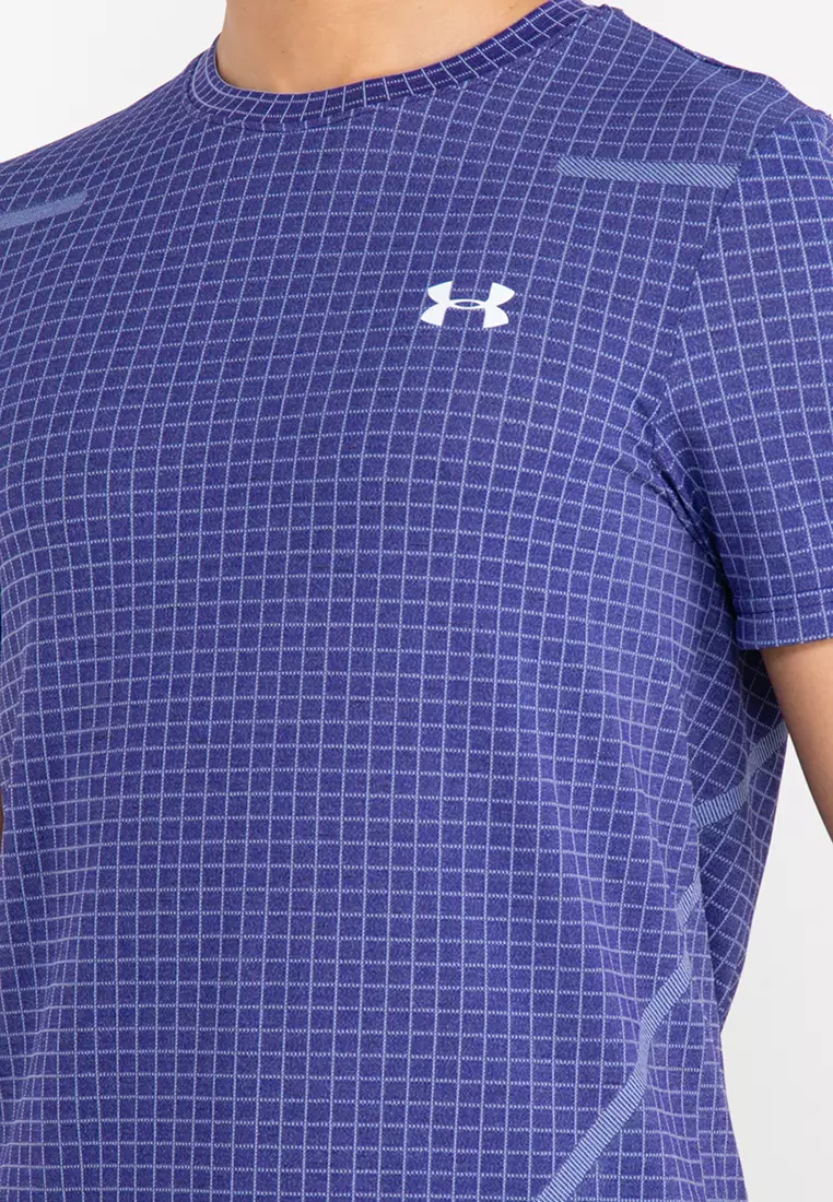 T-Shirt Under Armour Seamless Grid - Sonar Blue/Gray Mist - men´s
