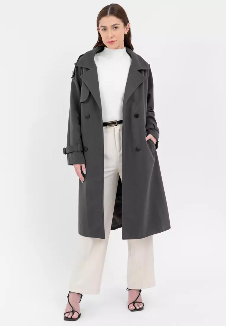 Double Breasted Belted Trench Coat