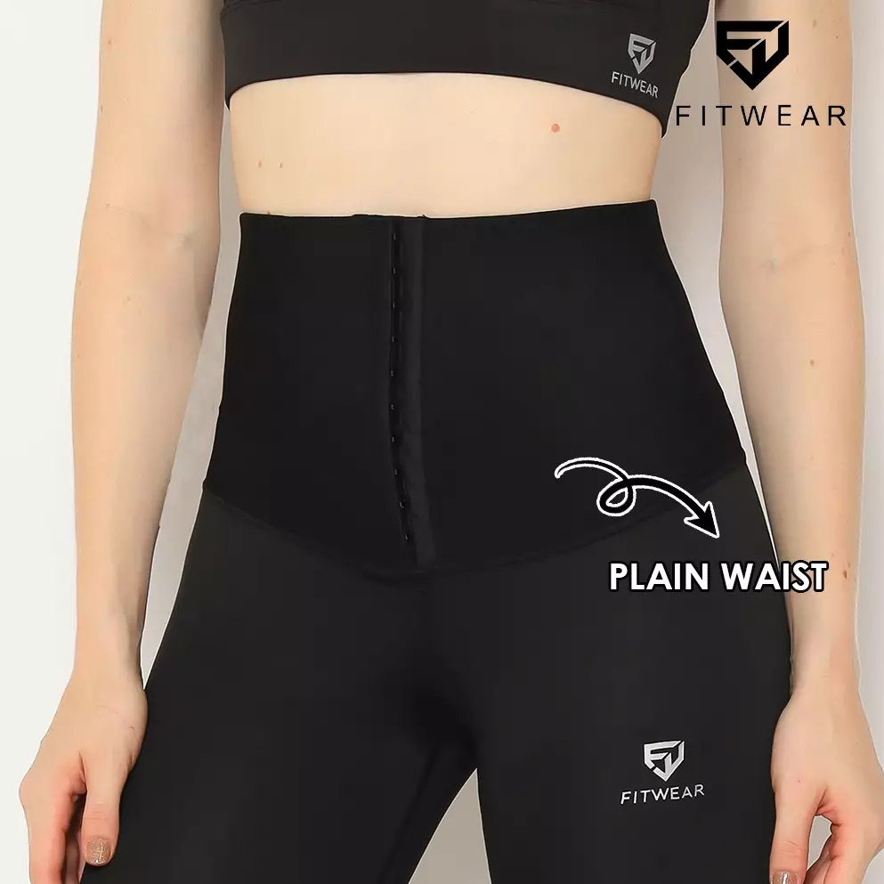 Fitwear - Legging Plus Corset Olahraga Wanita FELICITY SLIM CONTROL - BLACK PLAIN WAIST