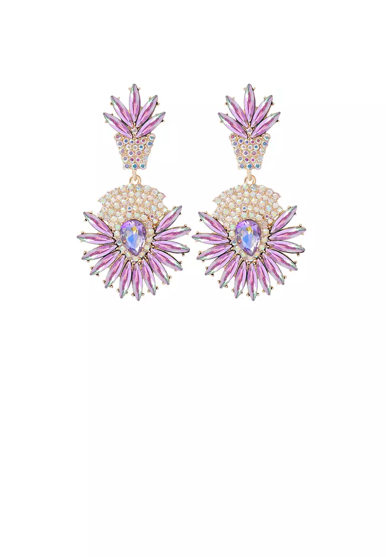 Purple stone cheap earrings gold