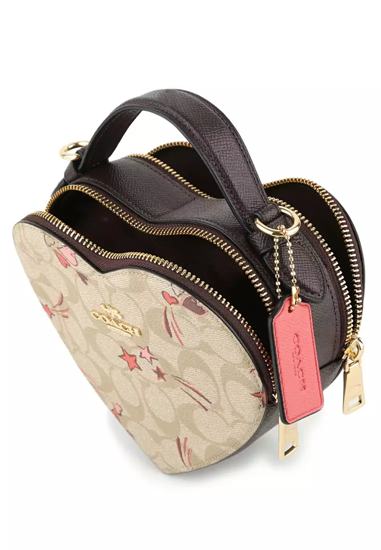 Heart Crossbody In Signature Canvas With Heart And Star Print