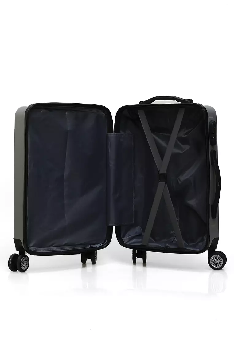 Carlton Tas Koper Unisex Size 20 Inch Suitcase 3 Digit Combination Lock Large Compartment Material Fiber ABS ORIGINAL - Silver