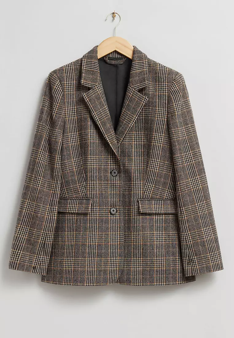 Checkered blazer coat top