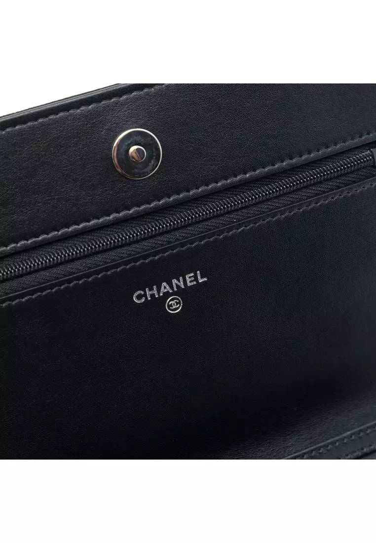Pre-Loved Chanel Quilted Suede Cocostellar Wallet On Chain