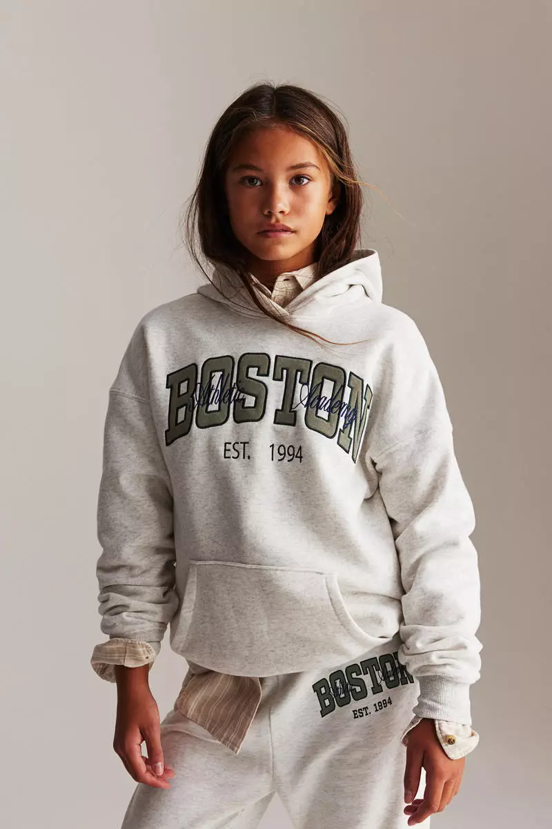Oversized motif detail hoodie