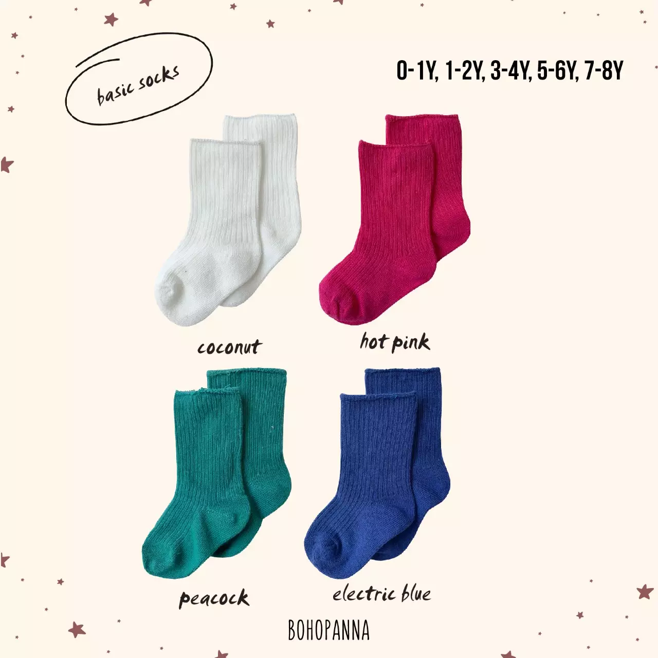 BOHOPANNA - BASIC SOCK - Kaos Kaki Bayi - PEACOCK