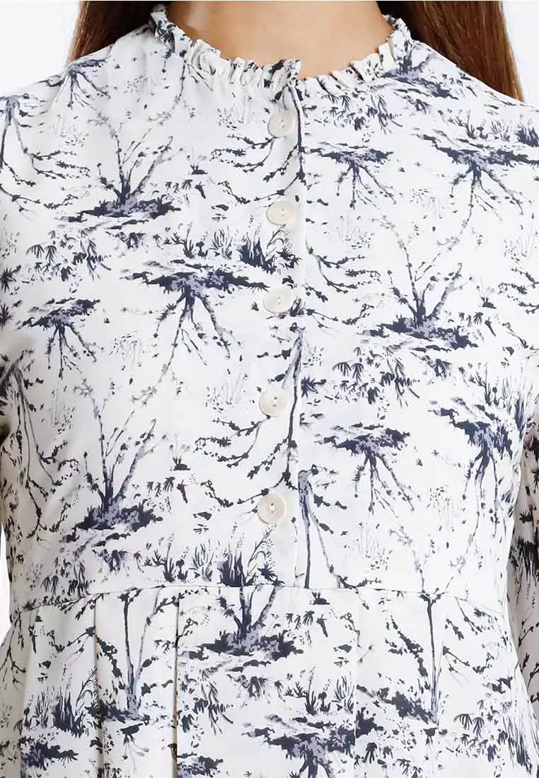 Forest Ladies Floral Pattern Maxi Dress Women Long Dress | Baju Perempuan - 885118-15Beige