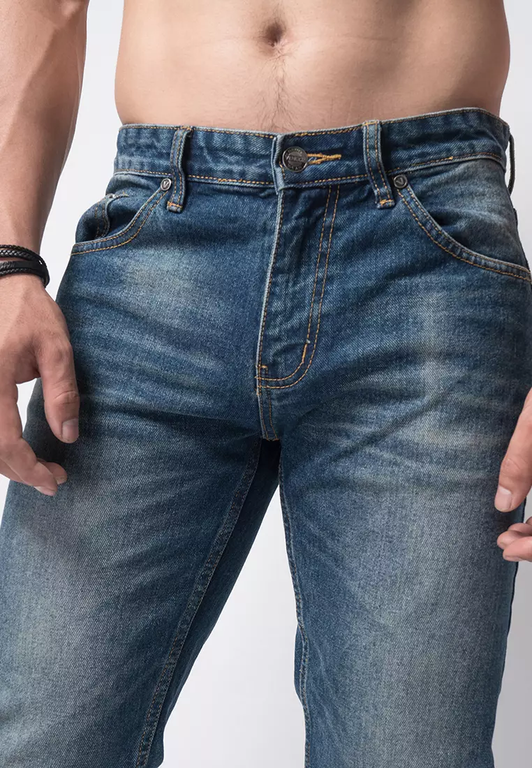 Tapered Fit Jeans Premium Washed Indigo