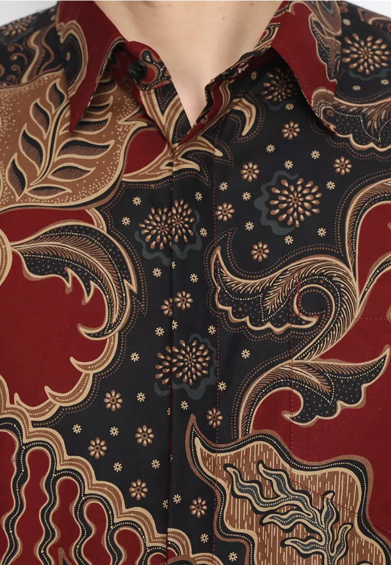 Kemeja Batik Pria Ganesha - Maroon