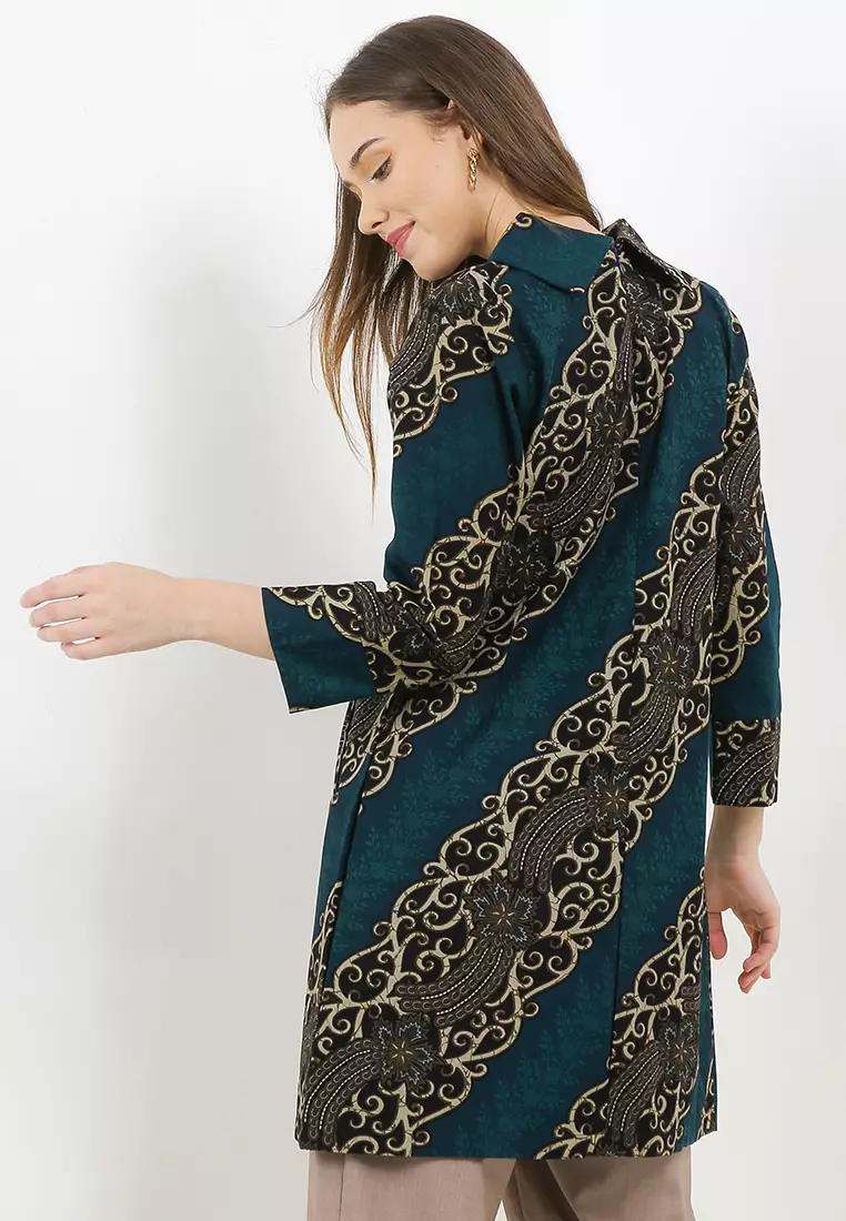 BATIK TALENTA EXCLUSIVE batik wanita blous BIRU PRANG 02