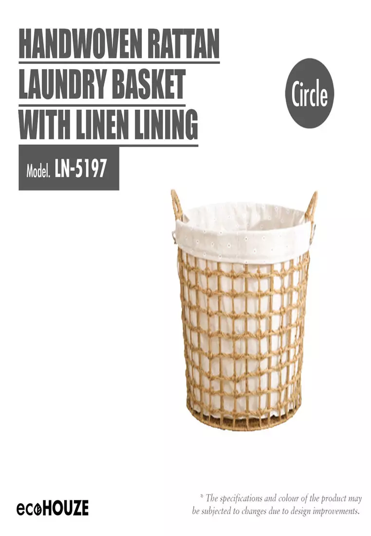 Buy HOUZE ecoHOUZE Handwoven Laundry Basket with Linen Lining (Circle