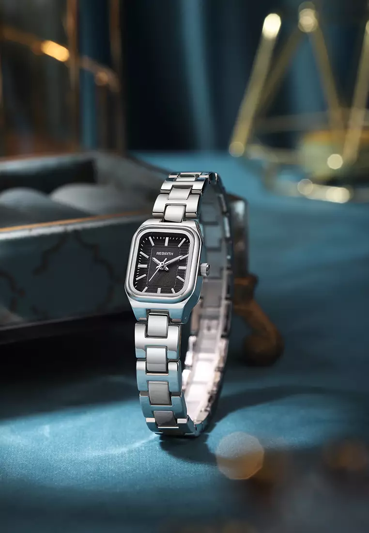 Jam Tangan Wanita Original Korea Fashion Anti Air Tali Stainless Steel Jam Tangan Cewek silverblack